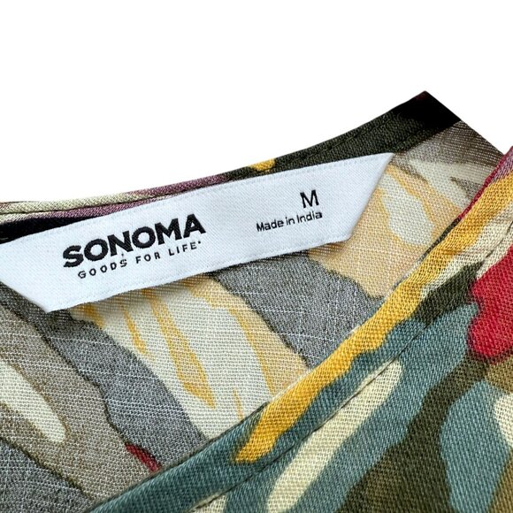 Sonoma Sleeveless Top Medium Tropical Green Cotton Rayon Womens Blouse NWT - Picture 6 of 8